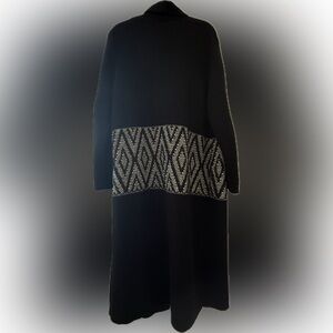 Bobeau Black and Gray Patterned Women's Sweater Duster